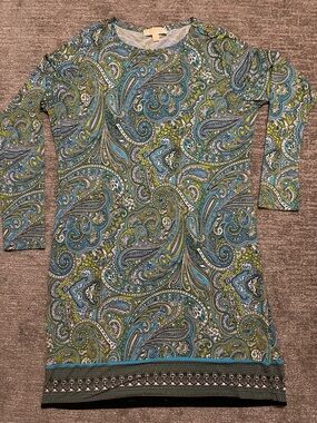 MICHAEL Michael Kors Paisley Print Dress in Turquoise, Lime & White